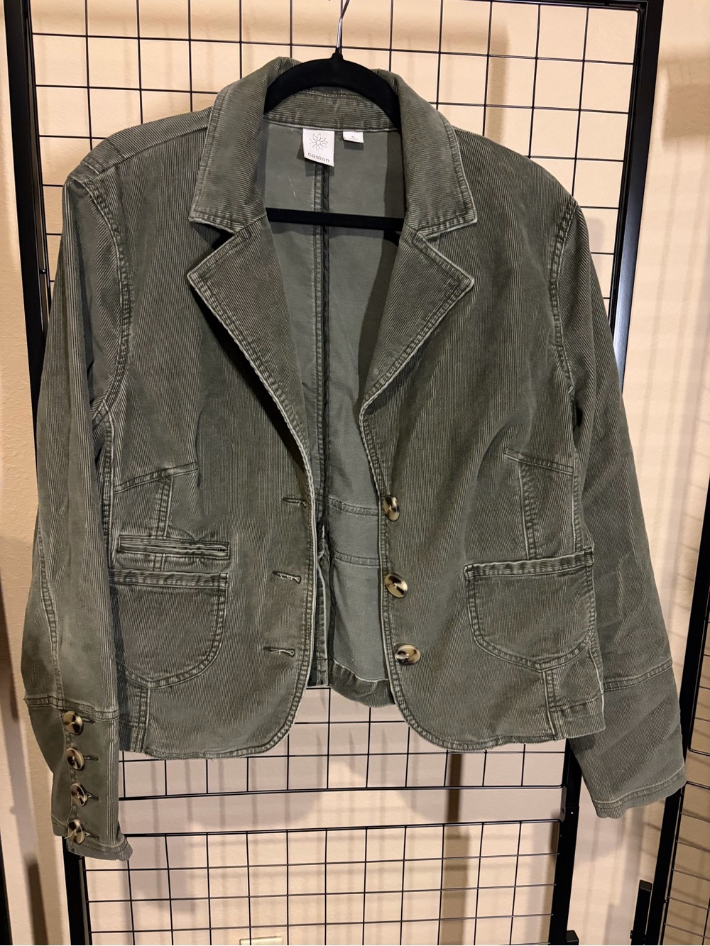 Women's Olive Green Corduroy Blazer Jacket L/XL